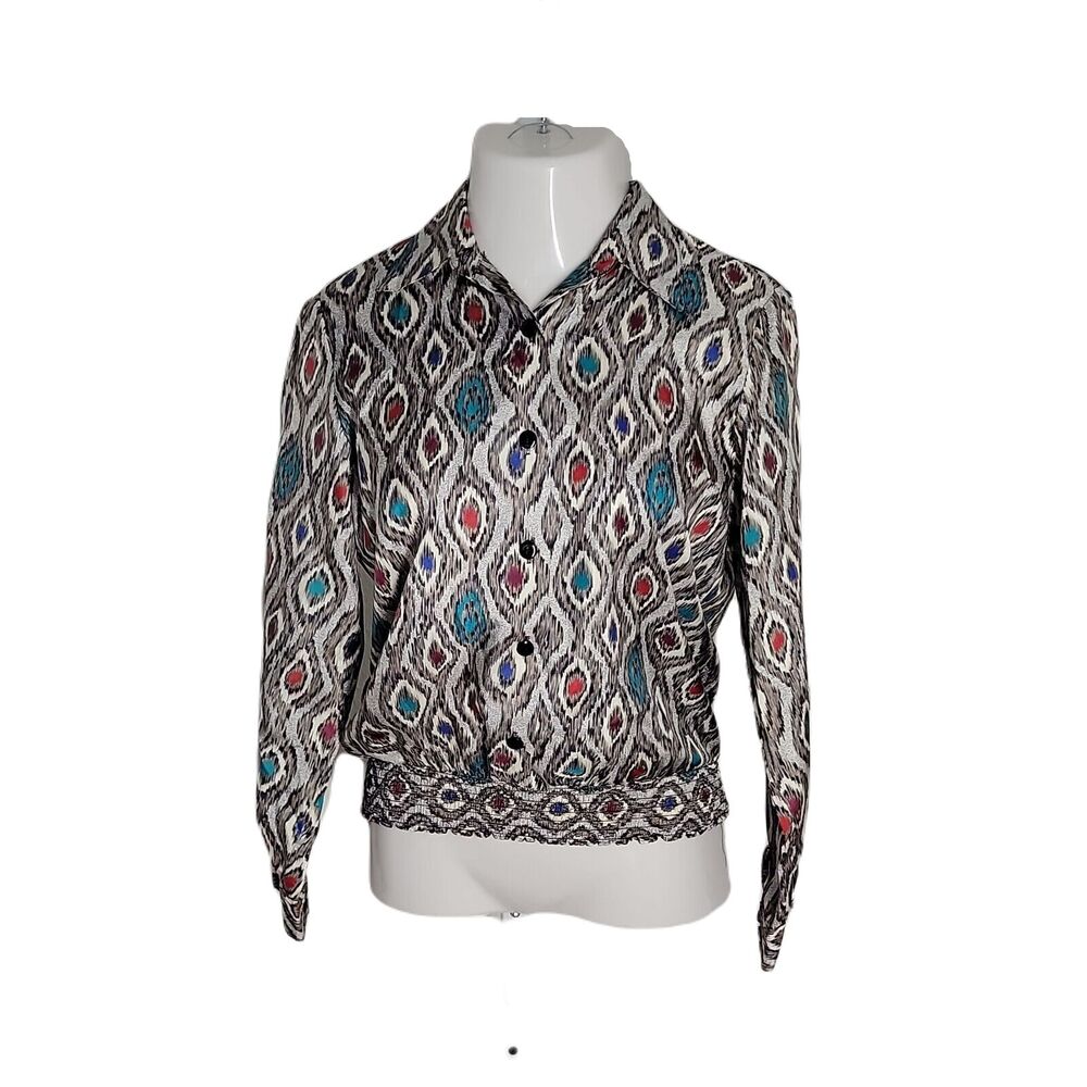 Lauren Lee Vintage Collared Shirt ~ Sz 8 ~ Multicolor ~ Long Sleeve